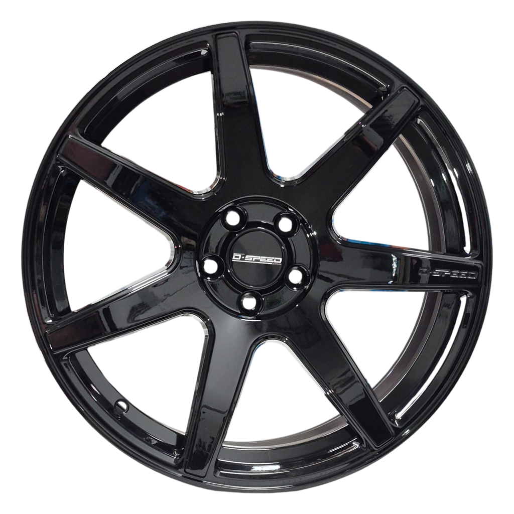 Glossy black alloy wheel 18X8.5 5X100 5X114.3 5X120 DS-07 ALLOY FALCON COMMODORE