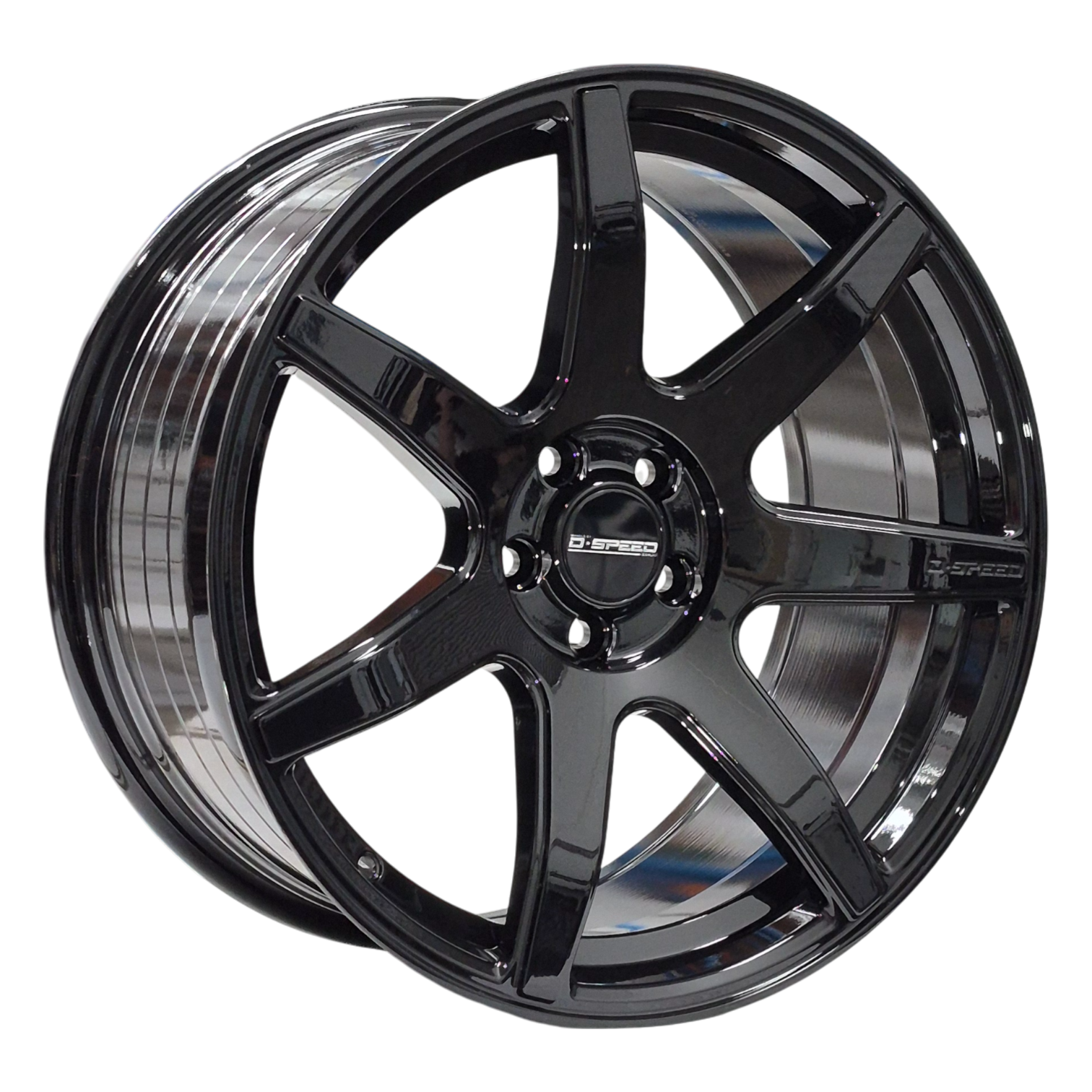 Glossy black alloy wheel 18X8.5 5X100 5X114.3 5X120 DS-07 ALLOY FALCON COMMODORE