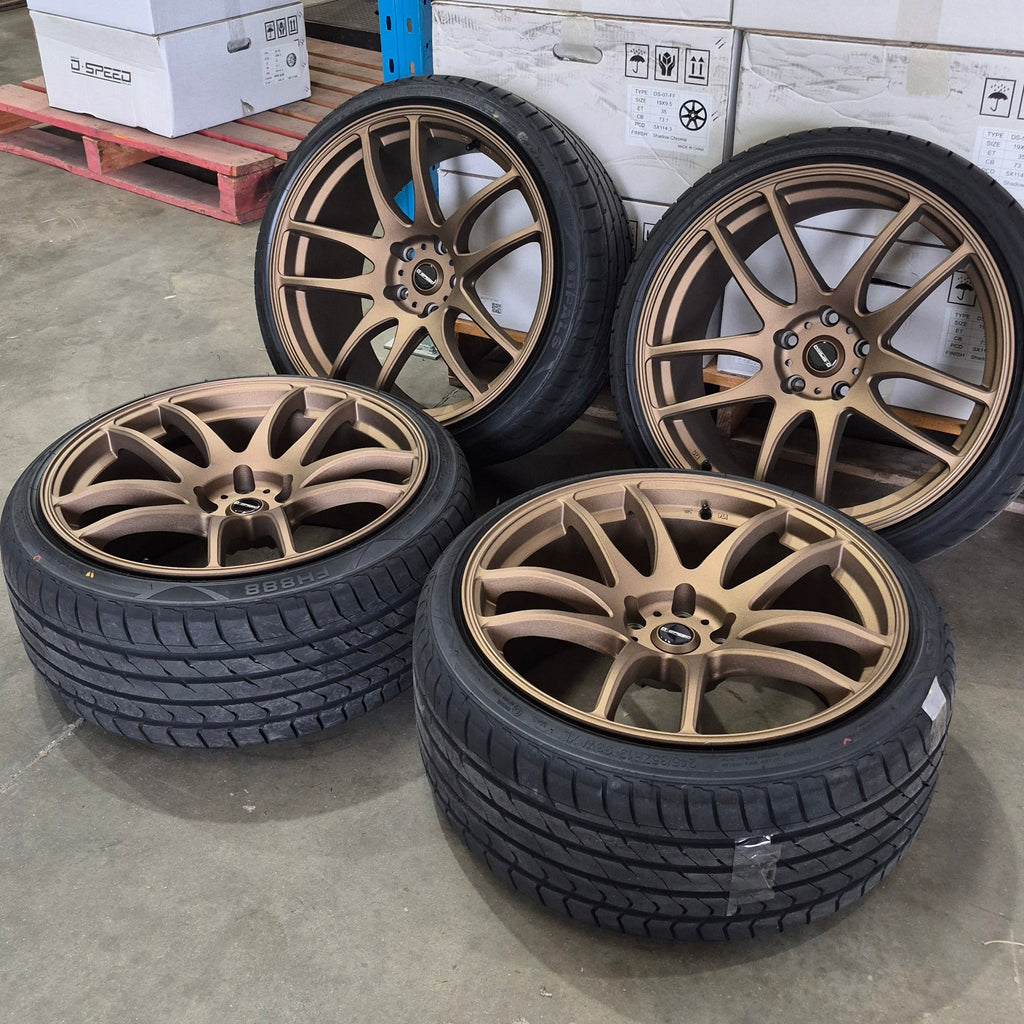 DSpeed D-Speed DS-02 ds02 19x9.5 alloy wheels bronze wheel and tyre package tyres falcon commodore jdm