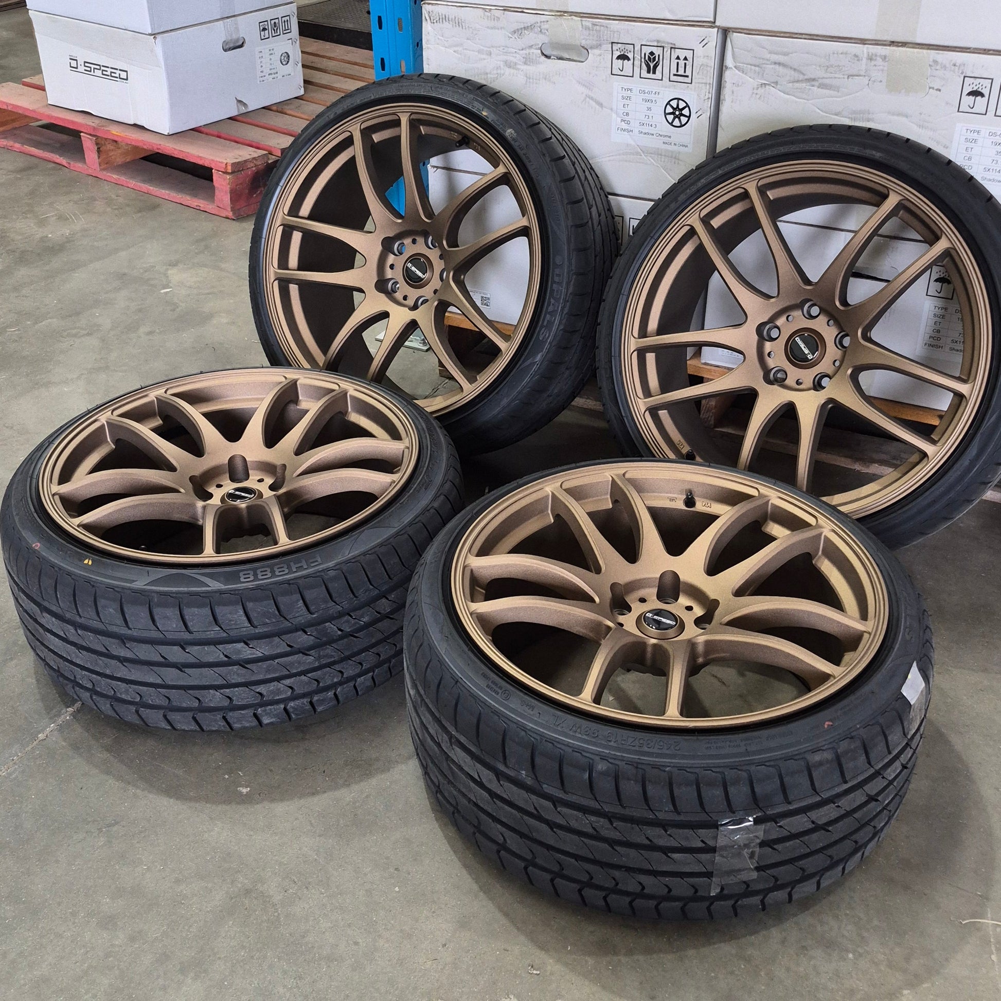 DSpeed D-Speed DS-02 ds02 19x9.5 alloy wheels bronze wheel and tyre package tyres falcon commodore jdm