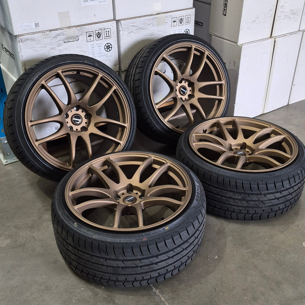 DSpeed D-Speed DS-02 ds02 19x9.5 alloy wheels bronze wheel and tyre package tyres falcon commodore jdm