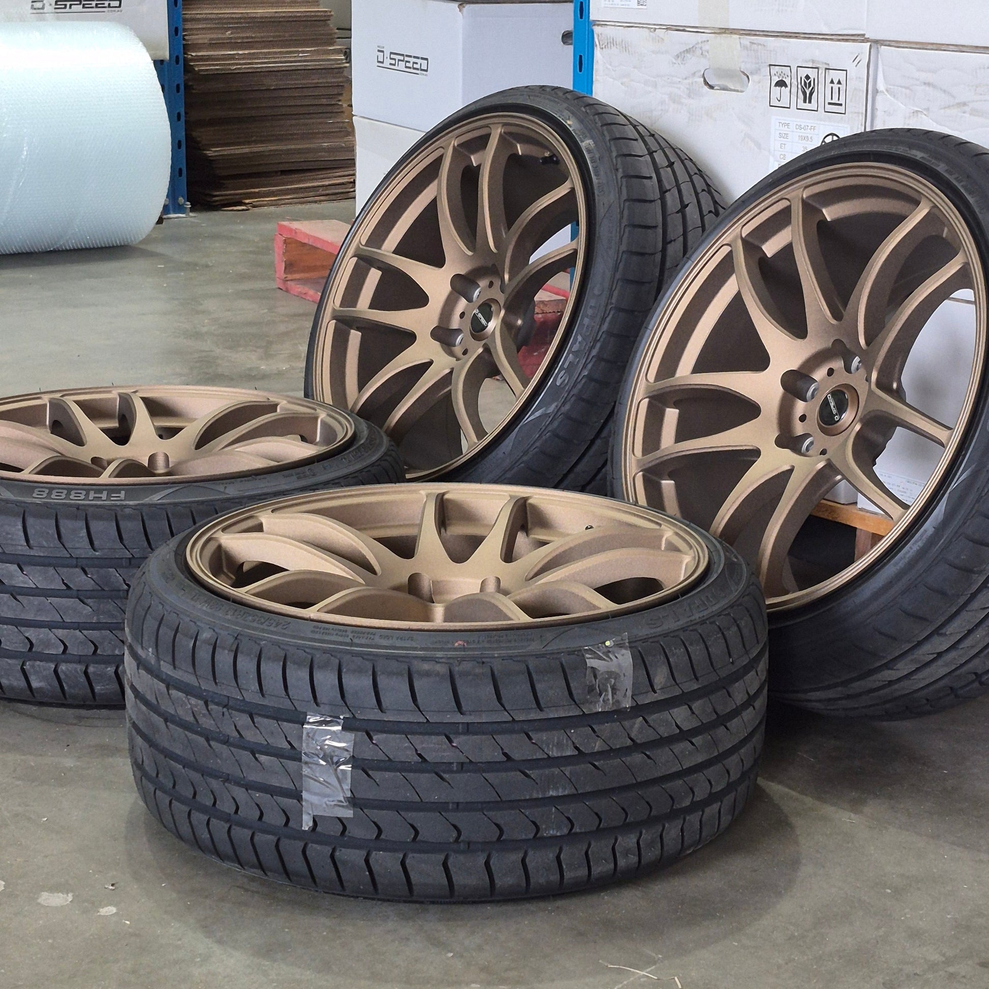 DSpeed D-Speed DS-02 ds02 19x9.5 alloy wheels bronze wheel and tyre package tyres falcon commodore jdm