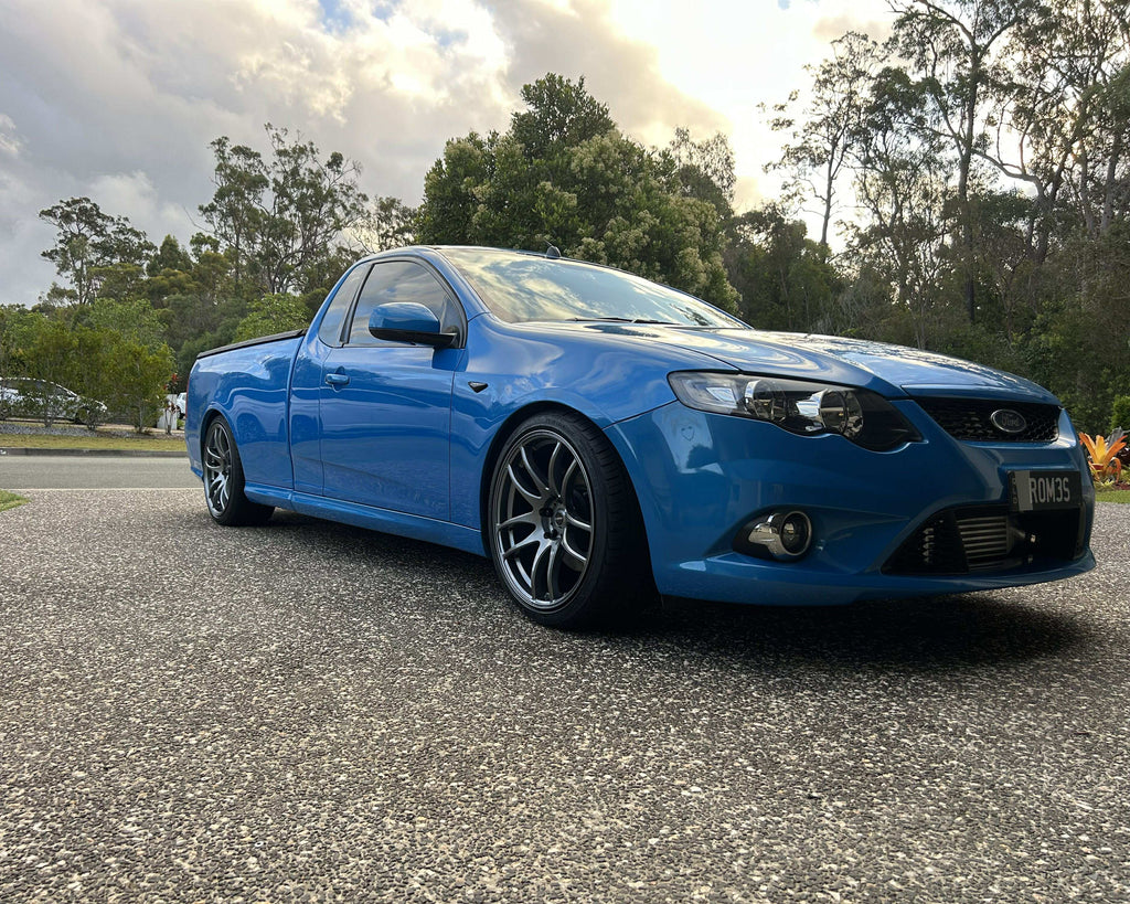 Ford FG Falcon ute with dspeed ds02 ds-02 wheels fitment lowered race drift