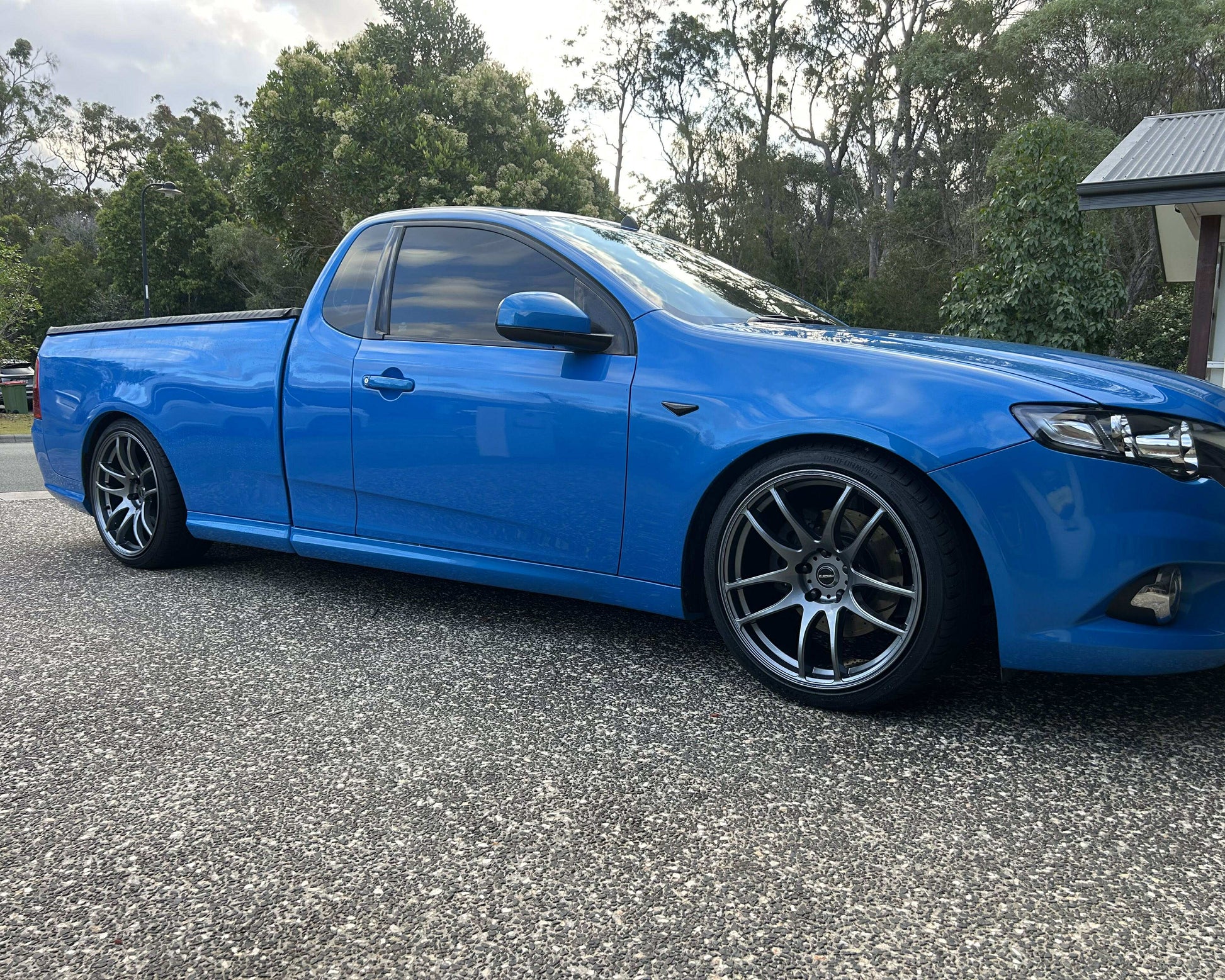 Ford FG Falcon ute with dspeed ds02 ds-02 wheels fitment lowered race drift