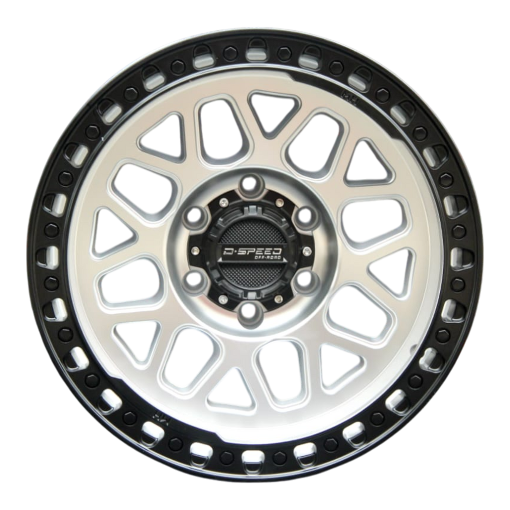 D-Speed MH-1 4x4 17x8.5  Machined Silver W Black Ring
