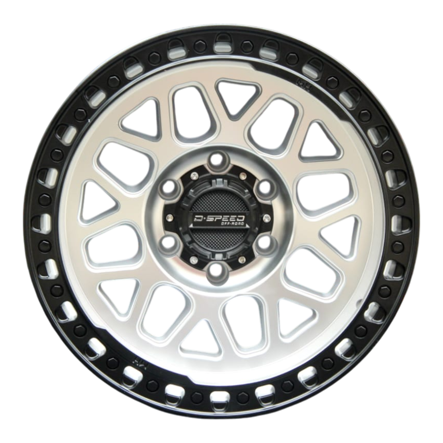 D-Speed MH-1 4x4 17x8.5  Machined Silver W Black Ring