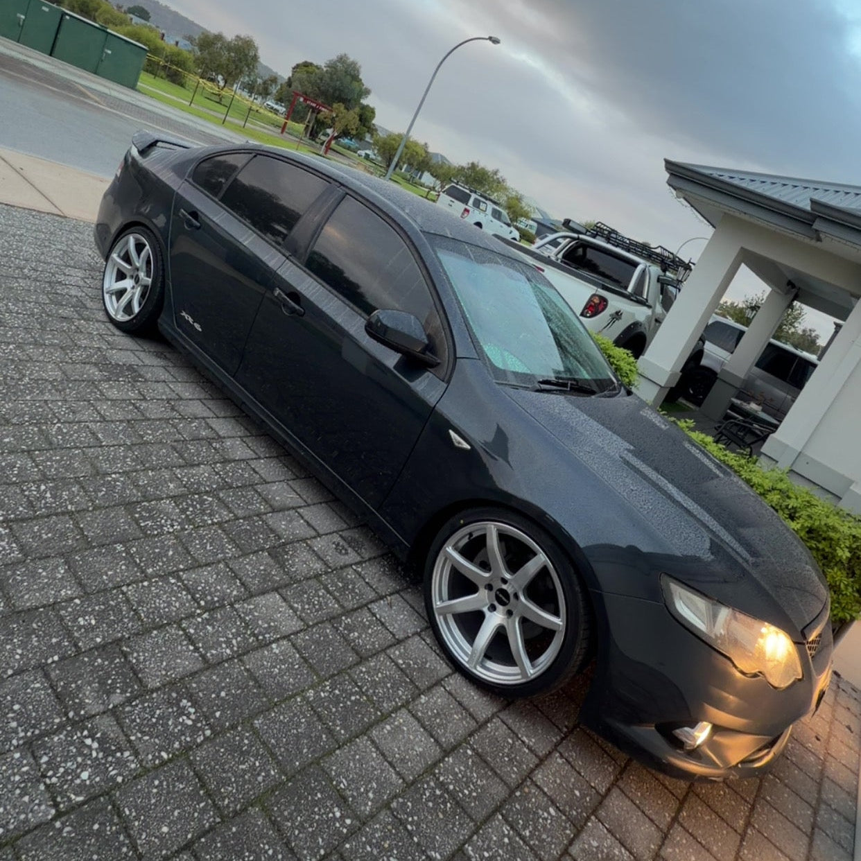 Ford FG Falcon sedan with DSpeed DS-07 ds07 19x9.5 alloy wheel wheels silver brushed silver  deep concave wheels