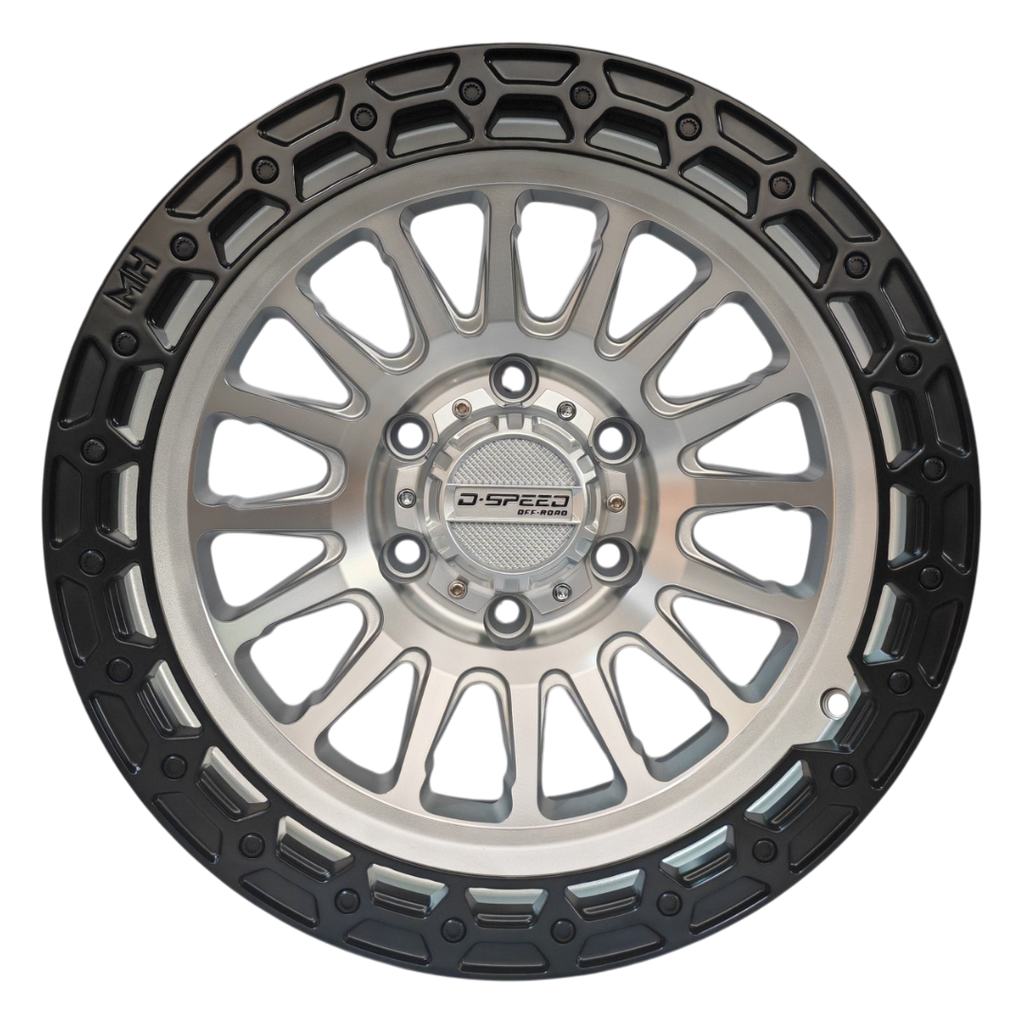 D-Speed MH-2 4x4 17x8.5  Machined Silver with Black Ring