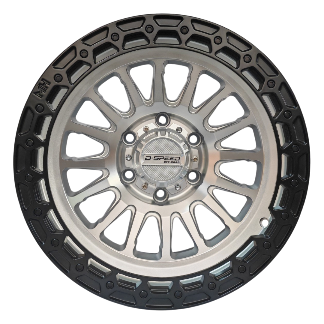 D-Speed MH-2 4x4 17x8.5  Machined Silver with Black Ring