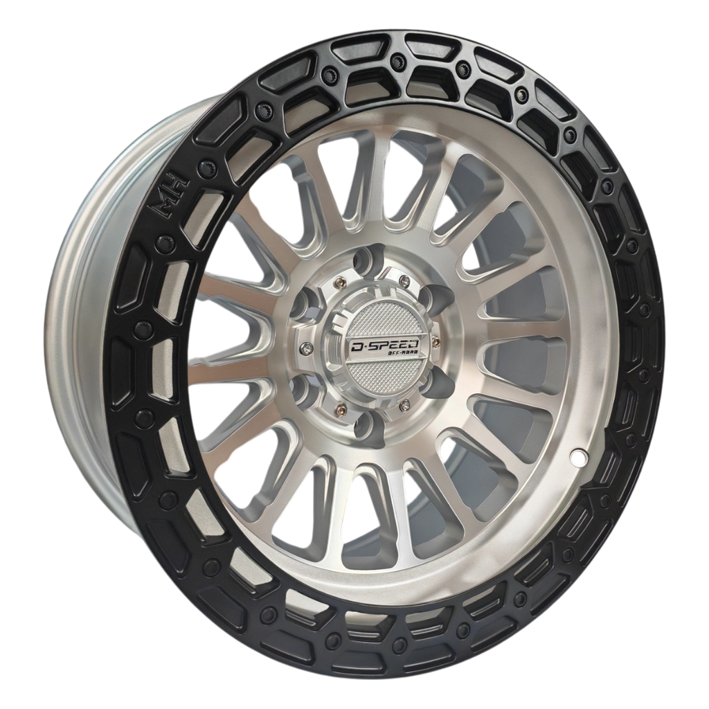 D-Speed MH-2 4x4 17x8.5  Machined Silver with Black Ring