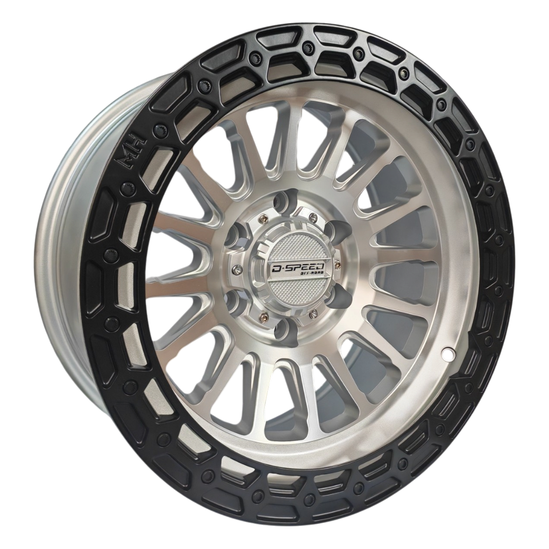 D-Speed MH-2 4x4 17x8.5  Machined Silver with Black Ring