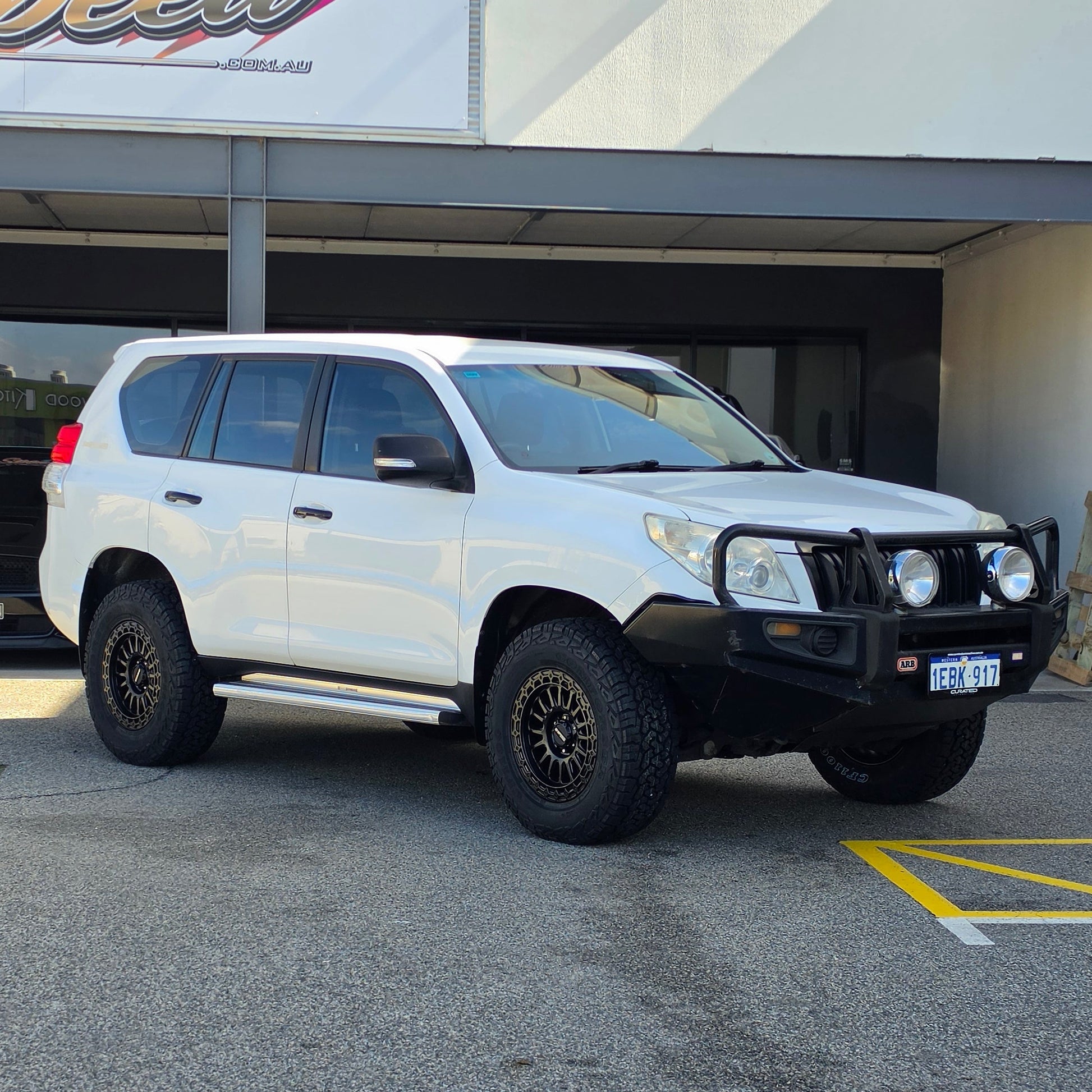 Toyota 150 Prado andcruiser with DSpeed D-Speed MH2 MH-2 wheels 4x4 rims offroad off road 1500kg load rated wheels satin black beadlock 275/70R17 all terrain tyres