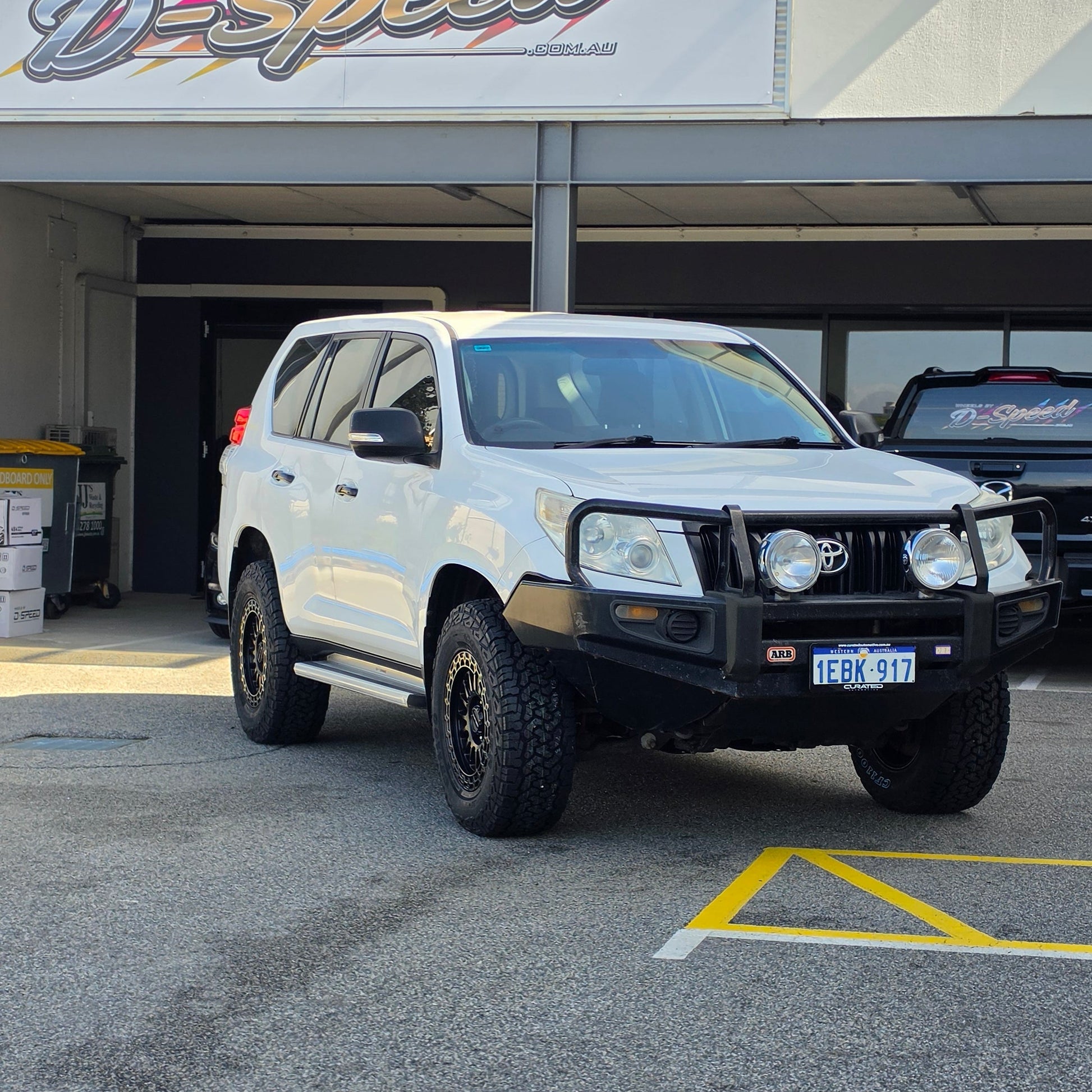 Toyota 150 Prado andcruiser with DSpeed D-Speed MH2 MH-2 wheels 4x4 rims offroad off road 1500kg load rated wheels satin black beadlock 275/70R17 all terrain tyres