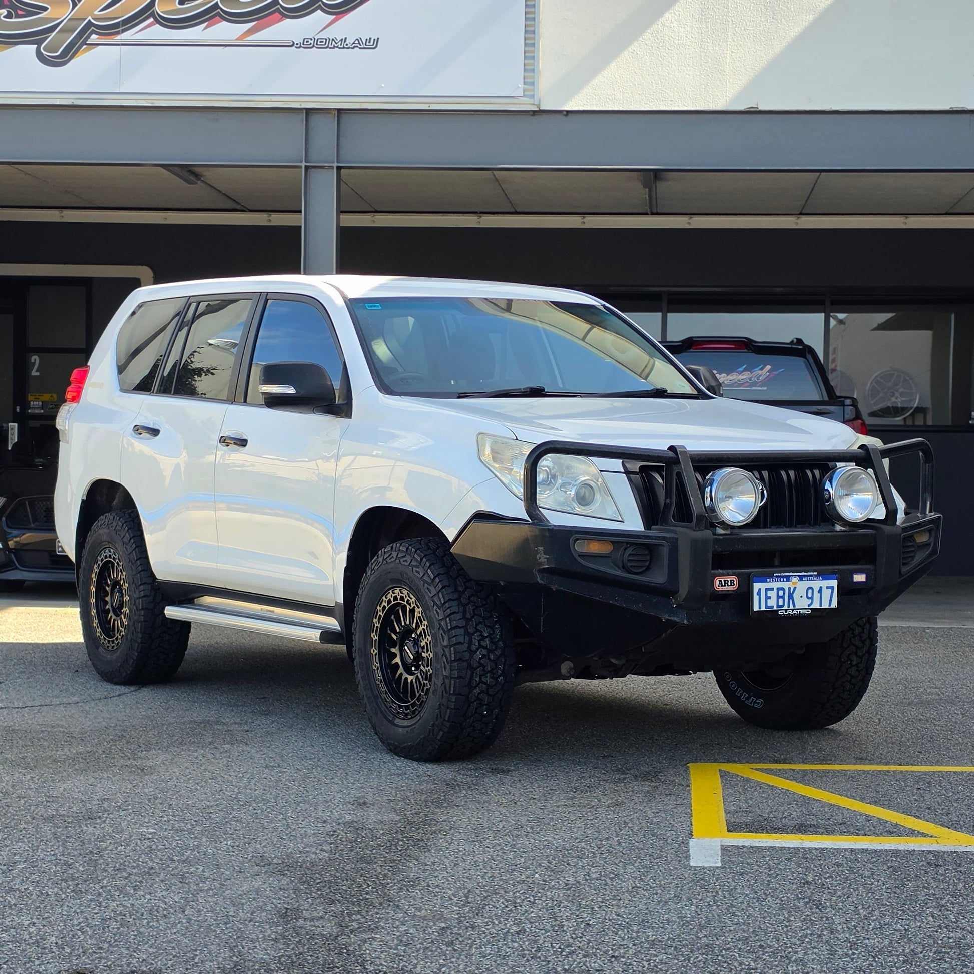 Toyota 150 Prado andcruiser with DSpeed D-Speed MH2 MH-2 wheels 4x4 rims offroad off road 1500kg load rated wheels satin black beadlock 275/70R17 all terrain tyres