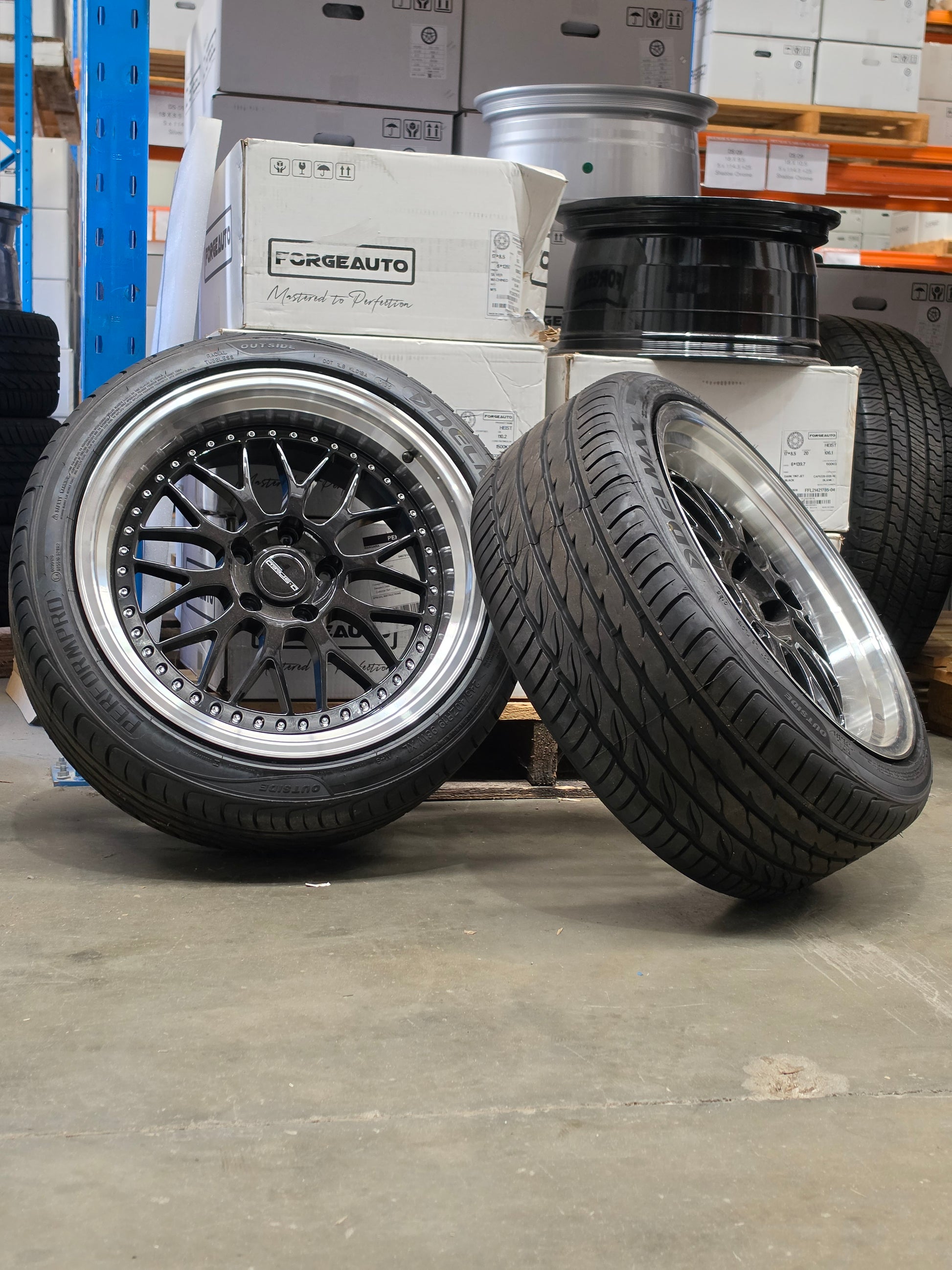DS-06 19x9.5 +30 5x120 Gloss Black PAIR of wheels with Tyres (CLEARANCE ITEM)
