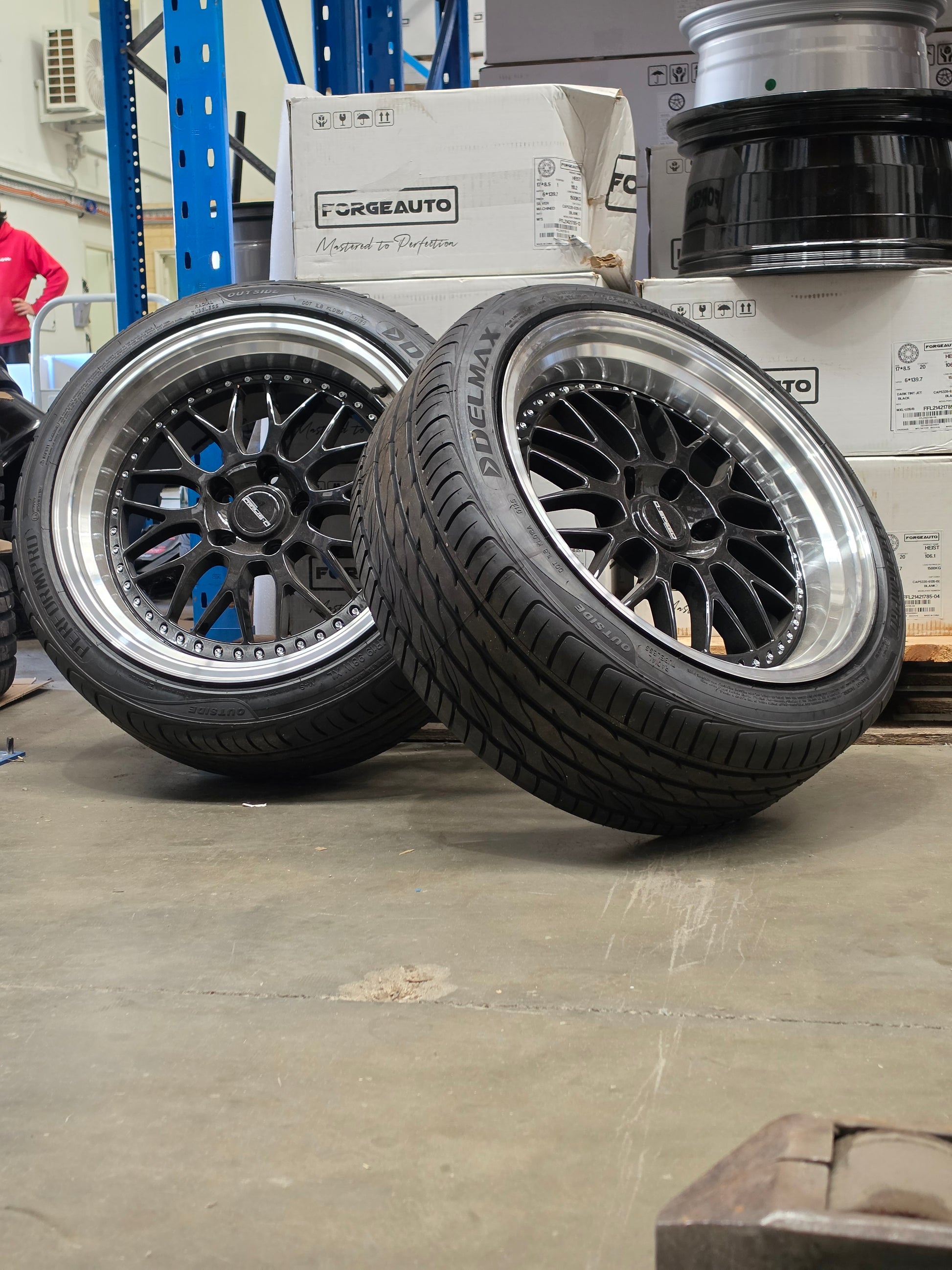 DS-06 19x9.5 +30 5x120 Gloss Black PAIR of wheels with Tyres (CLEARANCE ITEM)