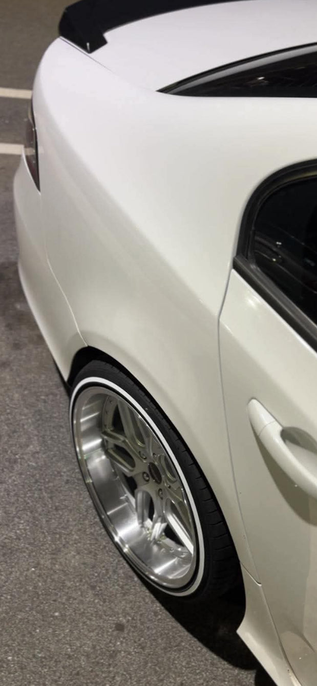 White ford falcon FG sedan car parked on a street with trees in the background Dspeed D-Speed DS09 ds-09 wheels 19x8.5 19x10.5 alloy wheels rims tyres wheel